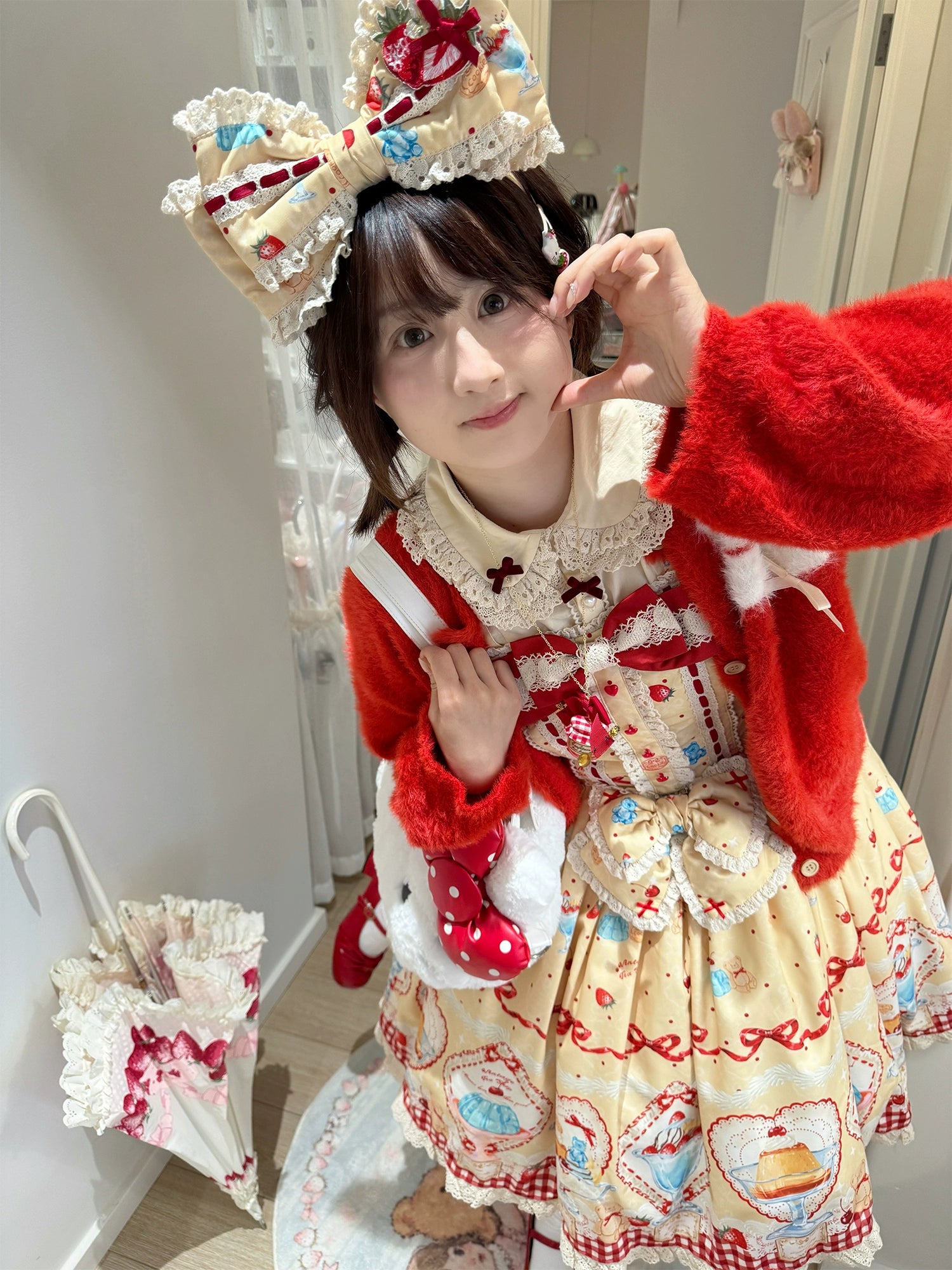 Showa Dessert Showcase - Kawaii Lolita Dress Suit Pudding-Inspired JSK/Salopette