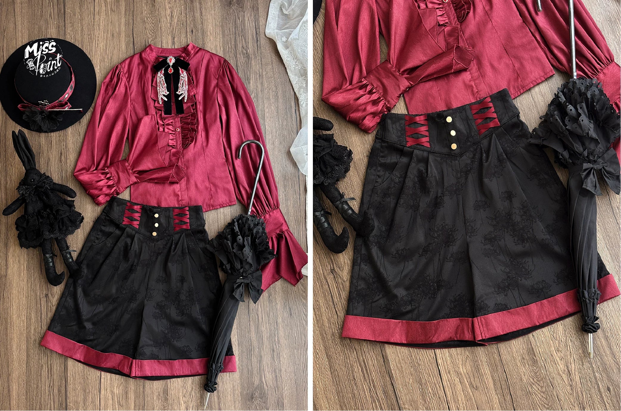 Moonnight Return - Ouji Lolita Jacquard Pants & Shorts, Side Pockets (2XL L M S XL XS) 44596:814323