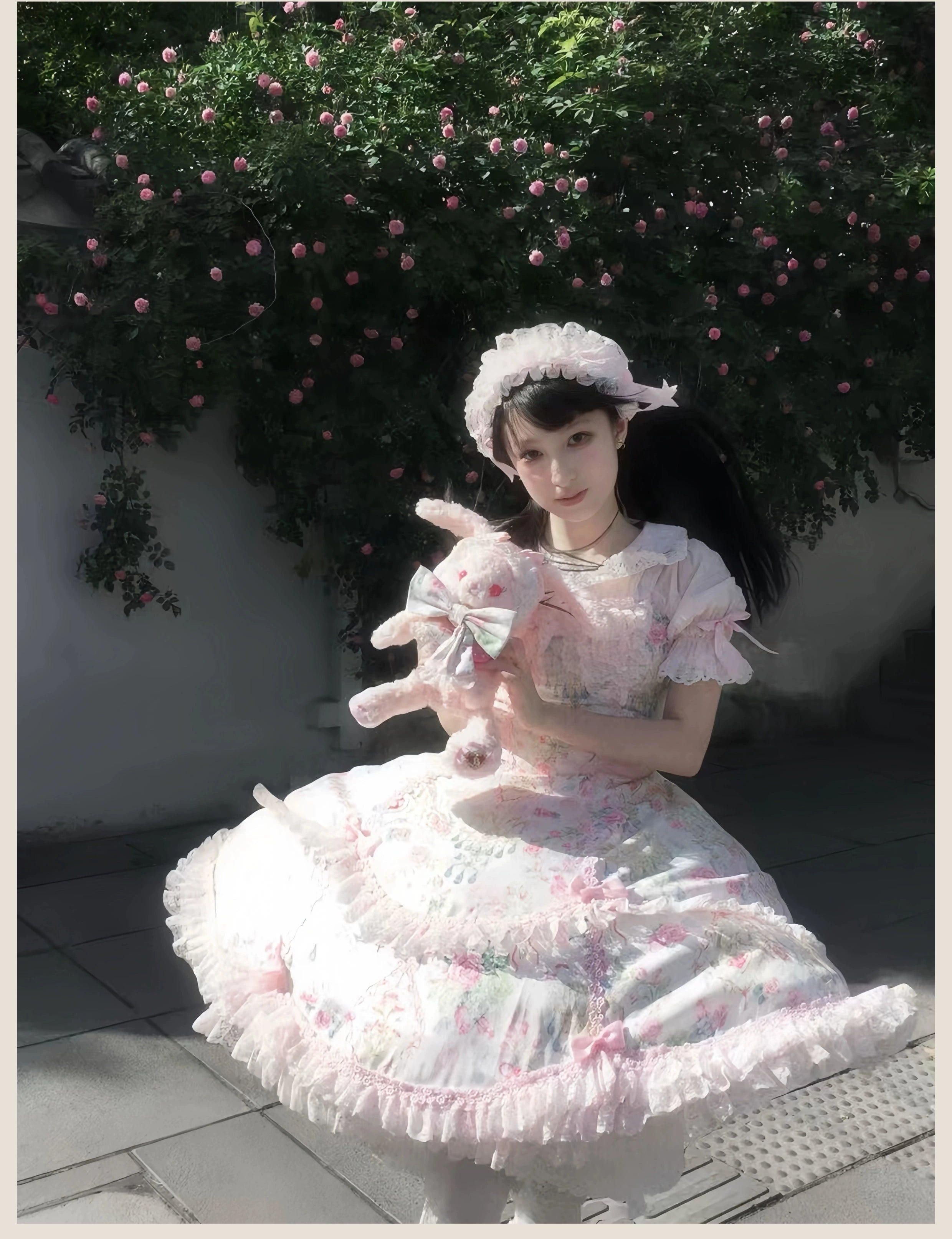 Spring 2025 - Floral Old School Lolita JSK Dress, Lace Trims 42950:758784