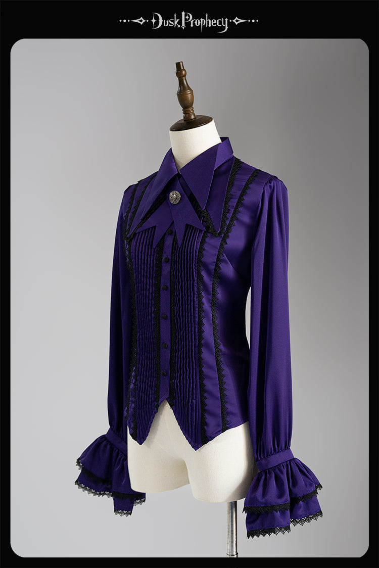 DuskProphecy - Coccyx - Elegant Lolita Shirt Tailored Cut Blouse XS purple (with matching bow tie)