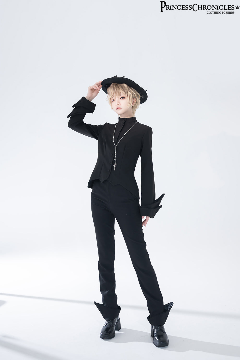 Princess Chronicles - Yan Ye - Ouji Lolita Irregular Hem Black Shirt