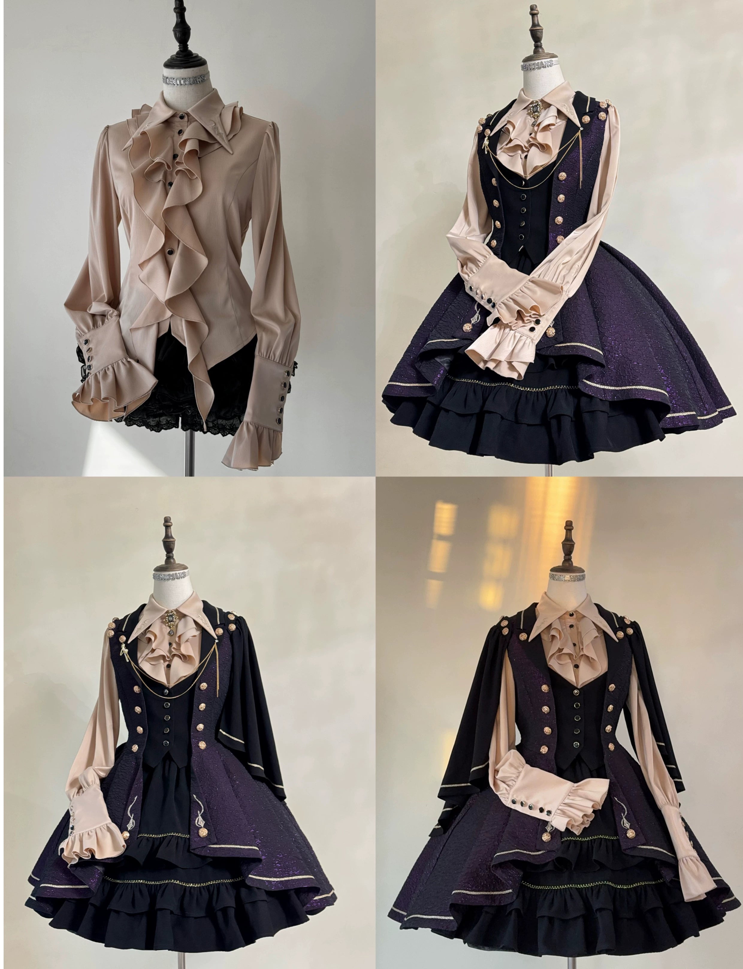 SilentMars~Fallen Moon Rule~Military Lolita Shirt Set Retro Knight Style Blouse 41196:687430