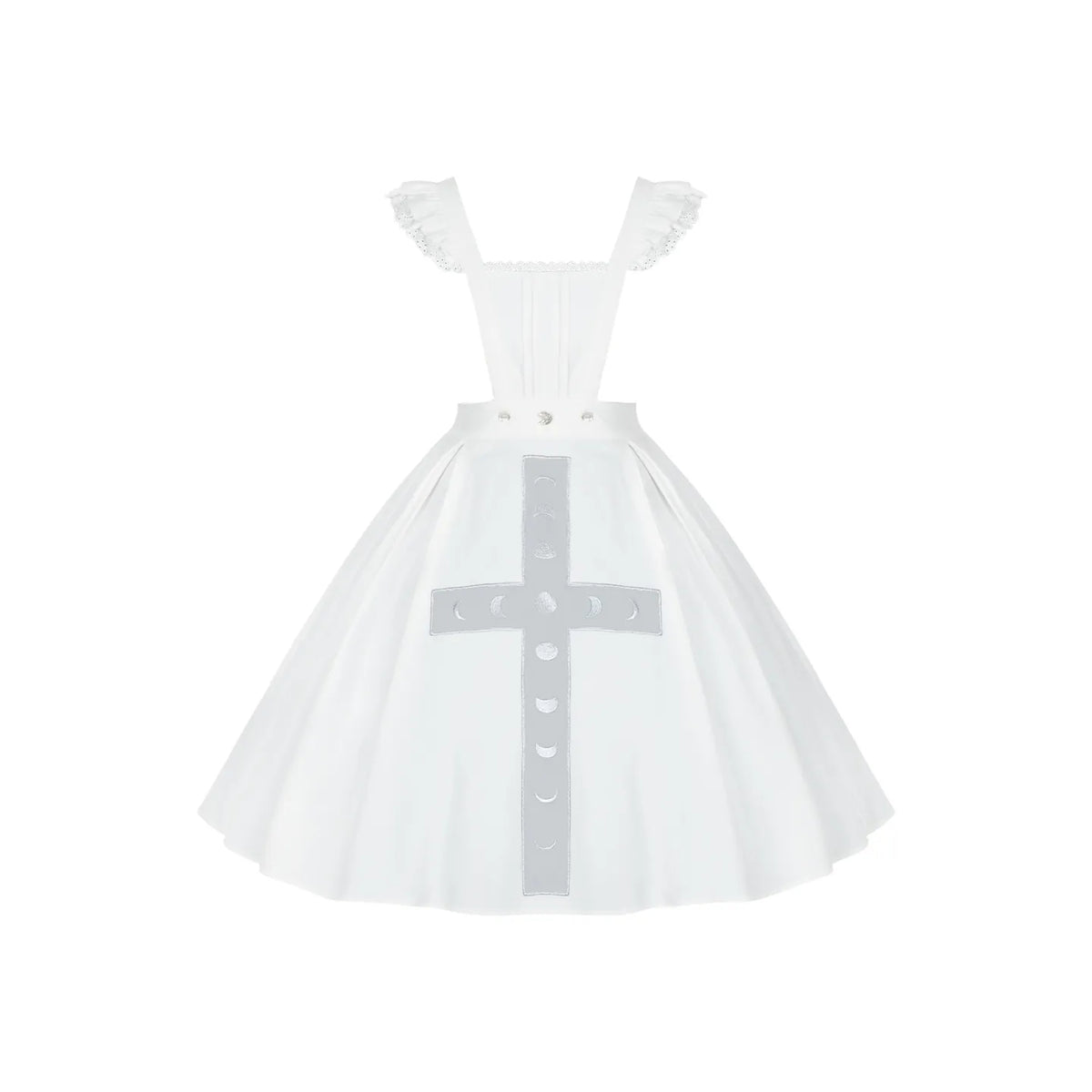 Moon Phase - Gothic Lolita OP Dress Set, Detachable Cross-Shaped Apron 46035:873406