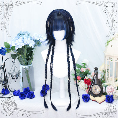 Dalao Home~Moon Night~Lolita Highlights Bang Wigs Multicolor black-blue(braid)  