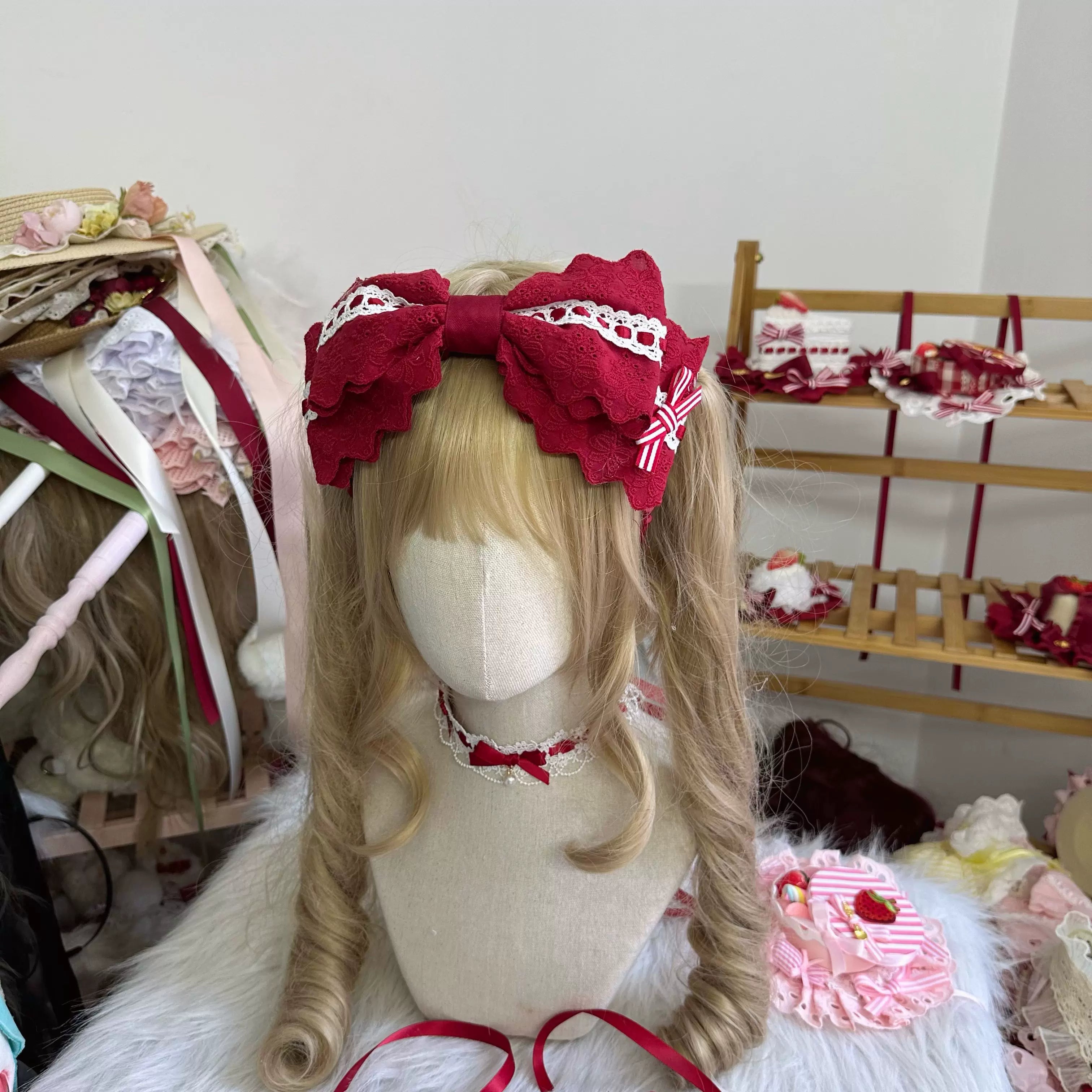 Sweet Lolita Headdresses, Strawberry, Ruffles & Bows KC Only