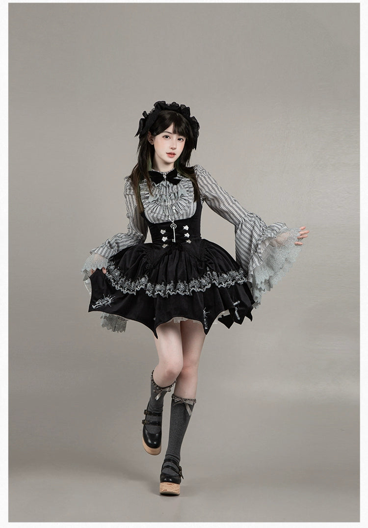 With PUJI - Letter and Poetry · Raven's Night Song - Oriental Aesthetics Gothic Lolita Dress Set 43907:788827