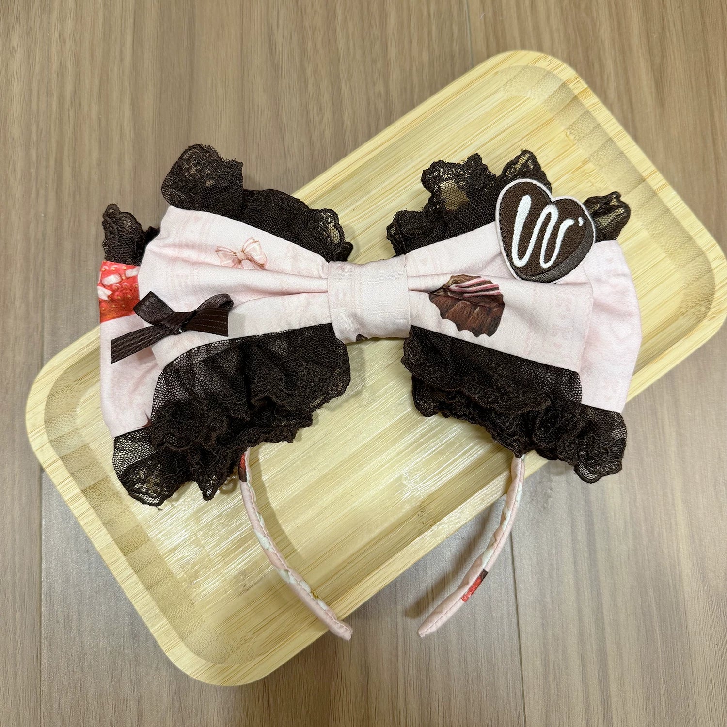 Strawberry Chocolate Lovers - Sweet Lolita Embroidered Printed Accessory KC One Size