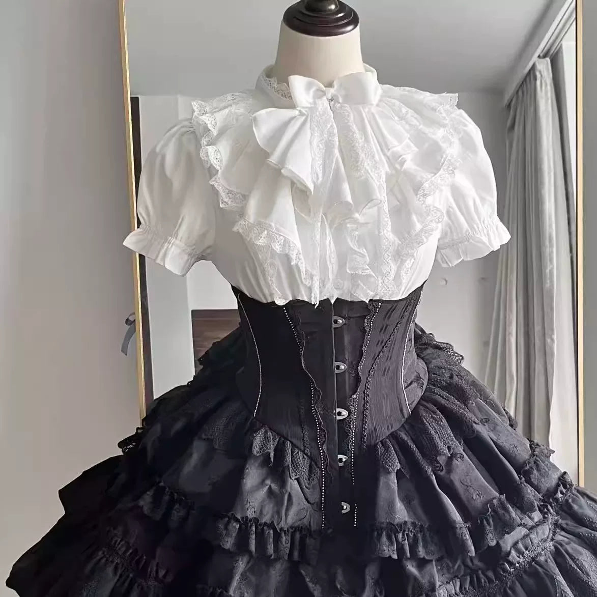 Gothic Lolita Shirt, Detachable Flared Sleeves (M) / L M S XL) 44490:813226