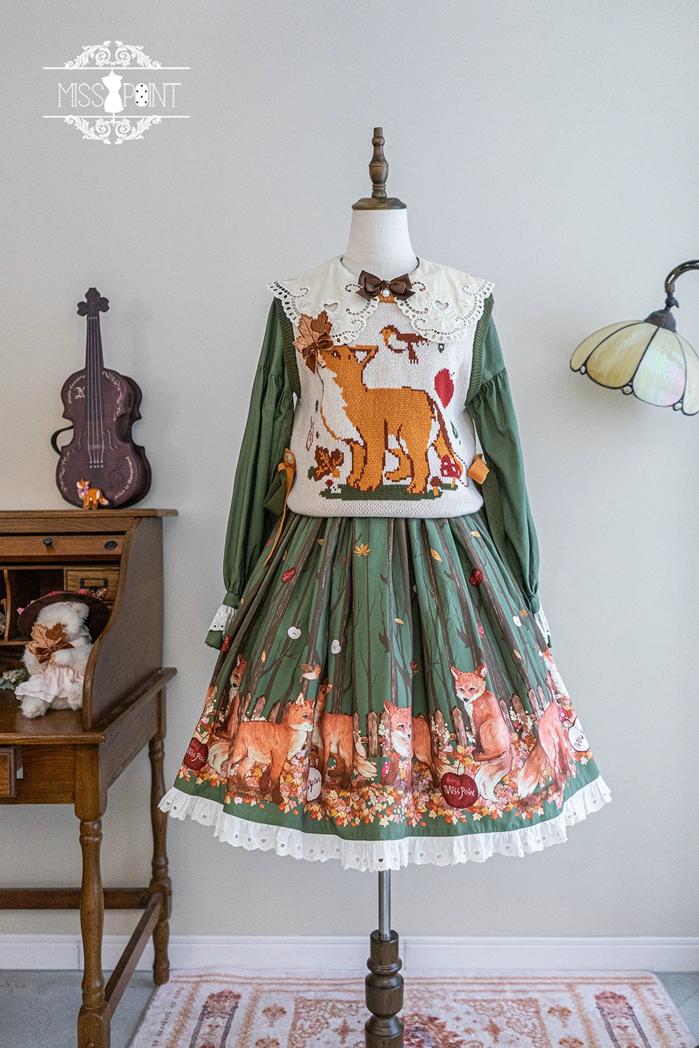 Miss Point~Fat Fox in the Forest~Kawaii Lolita Vest Customized Lolita Sweater 37100:550850