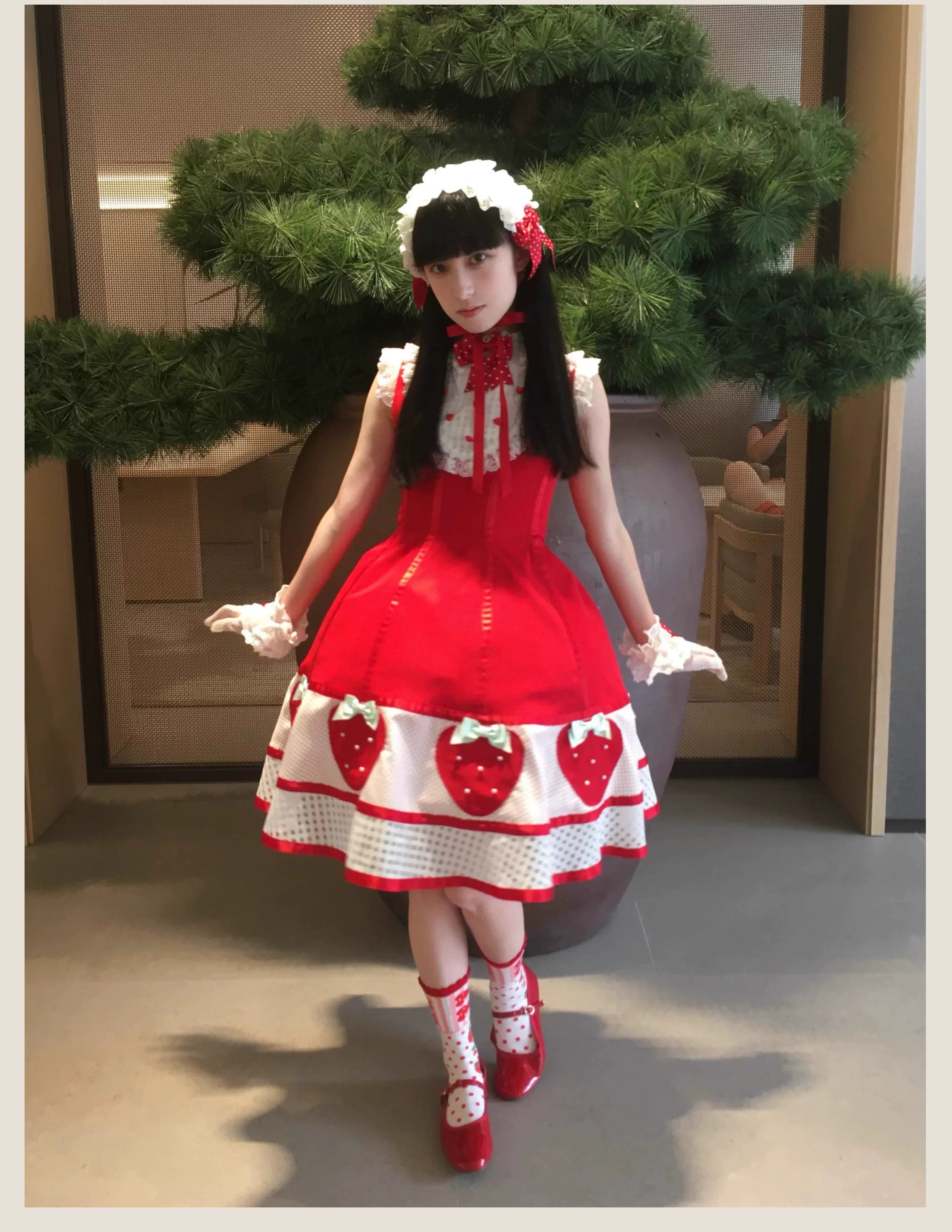 The Weird Strawberry Lady - Old School Lolita JSK, Hand-Studded Strawberry