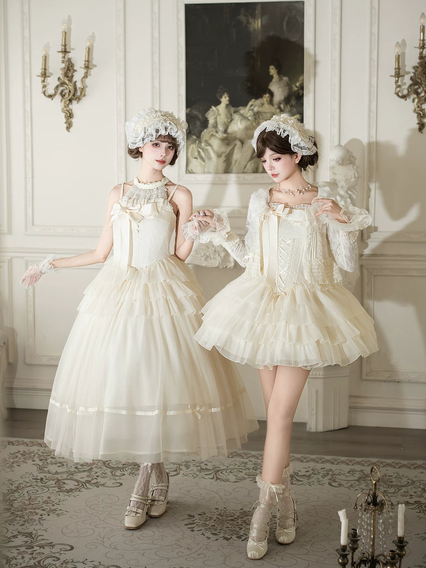 MistKiss Lily - Classic Lolita Tiered Hem JSK Dress, Fishbone Waist 45318:853818