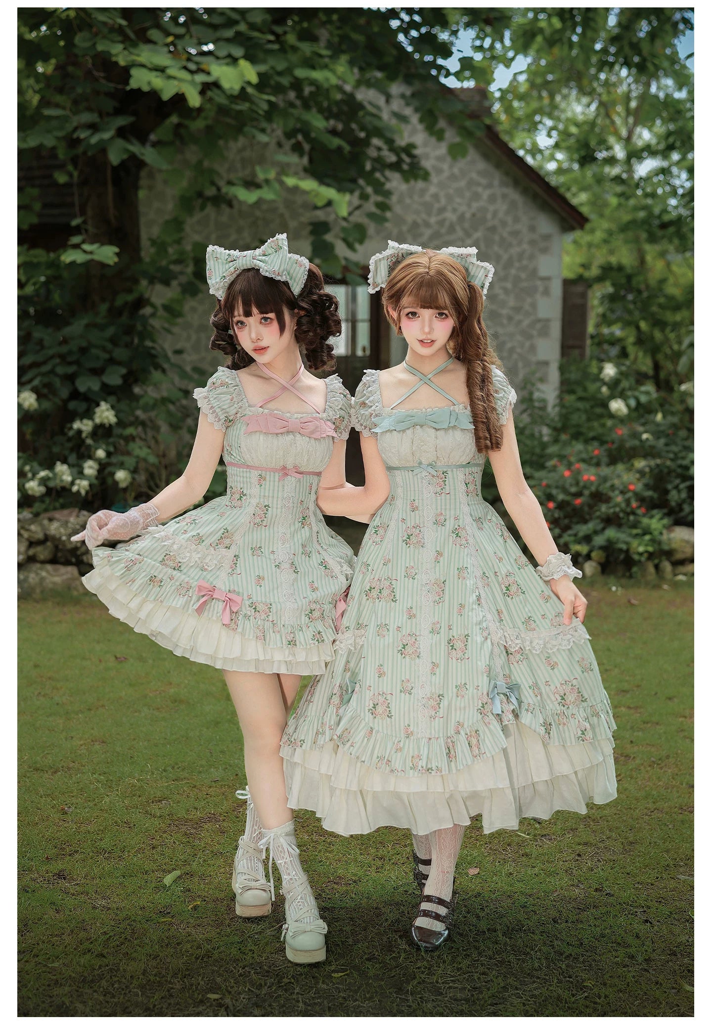 Meeting Austen - Cotton Classic Lolita Rose Printed OP Dress 45736:860025