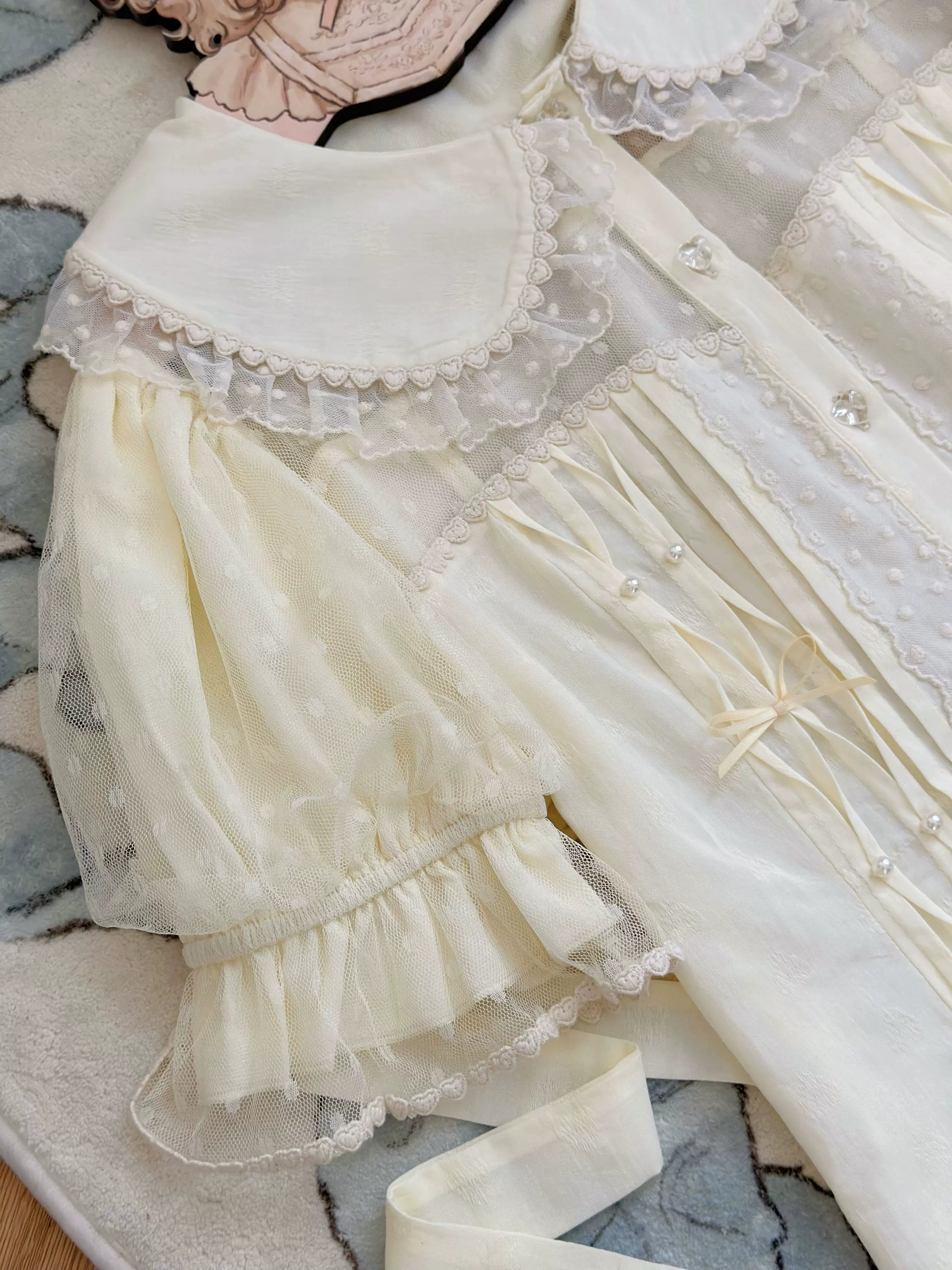 Magic Tea Party - Little Heart - Cotton Lolita Shirt Versatile Puffy Sleeve Blouse