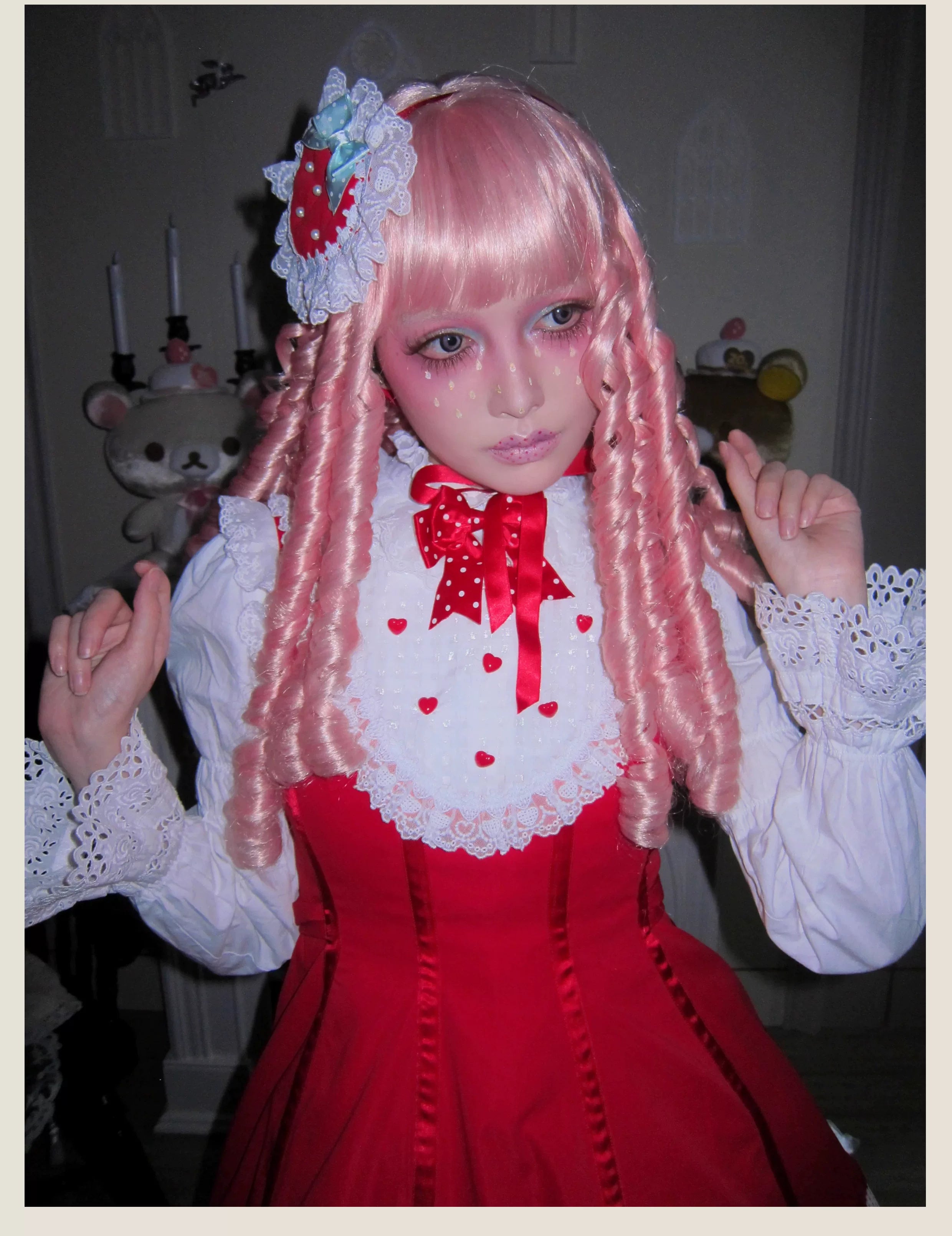 The Weird Strawberry Lady - Old School Lolita JSK, Hand-Studded Strawberry 45165:837783