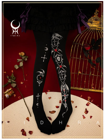 Yidhra~Dragon of Last Descent~Winter Lolita Pantyhose Goth Halloween Socks   