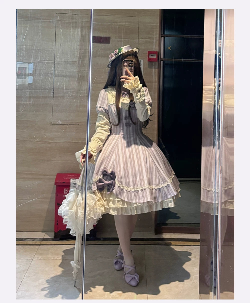 Phalaenopsis - Classic Lolita Phalaenopsis Embroidery OP, Detachable Sleeves
