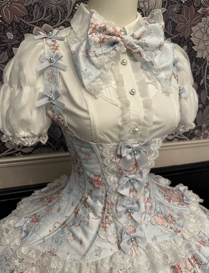 Mengfuzi - FLower in the Mirror - Old-School Lolita Bodice & SK Set, Short-Sleeved OP 44280:802276