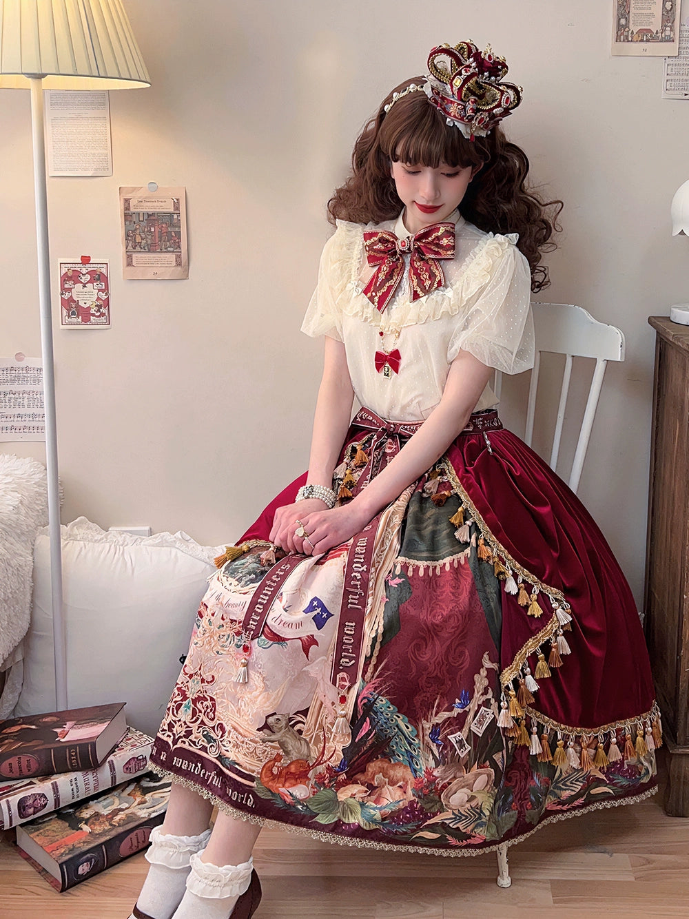 Miss Point~Kaleidoscope~Classical Lolita Shirt Dot Gauze Detachable Puff Sleeve Blouse Customized 35392:488912