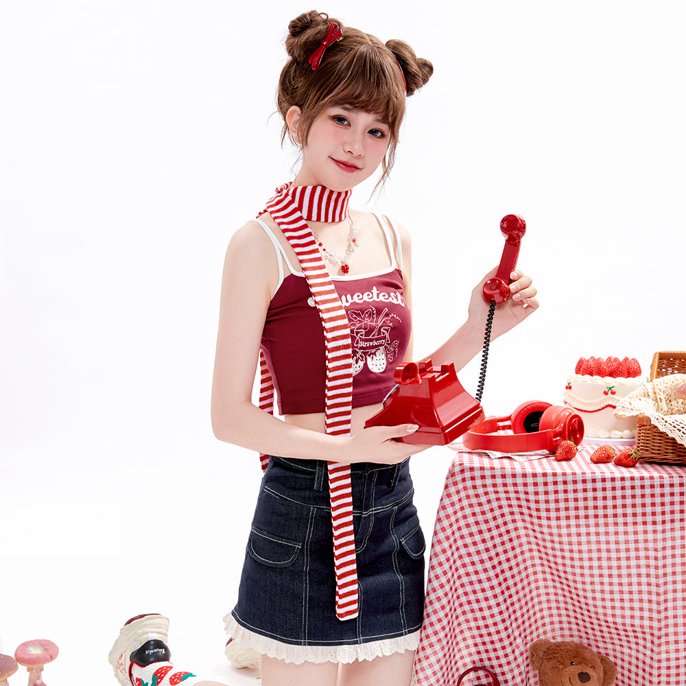Tan Tuan~Sweet Lolita Camisole Strawberry Print Multicolors   
