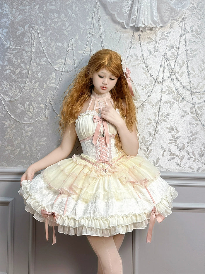 Alice Girl - Cross - Gothic Princess Lolita Corset with Multiple Layers Hem