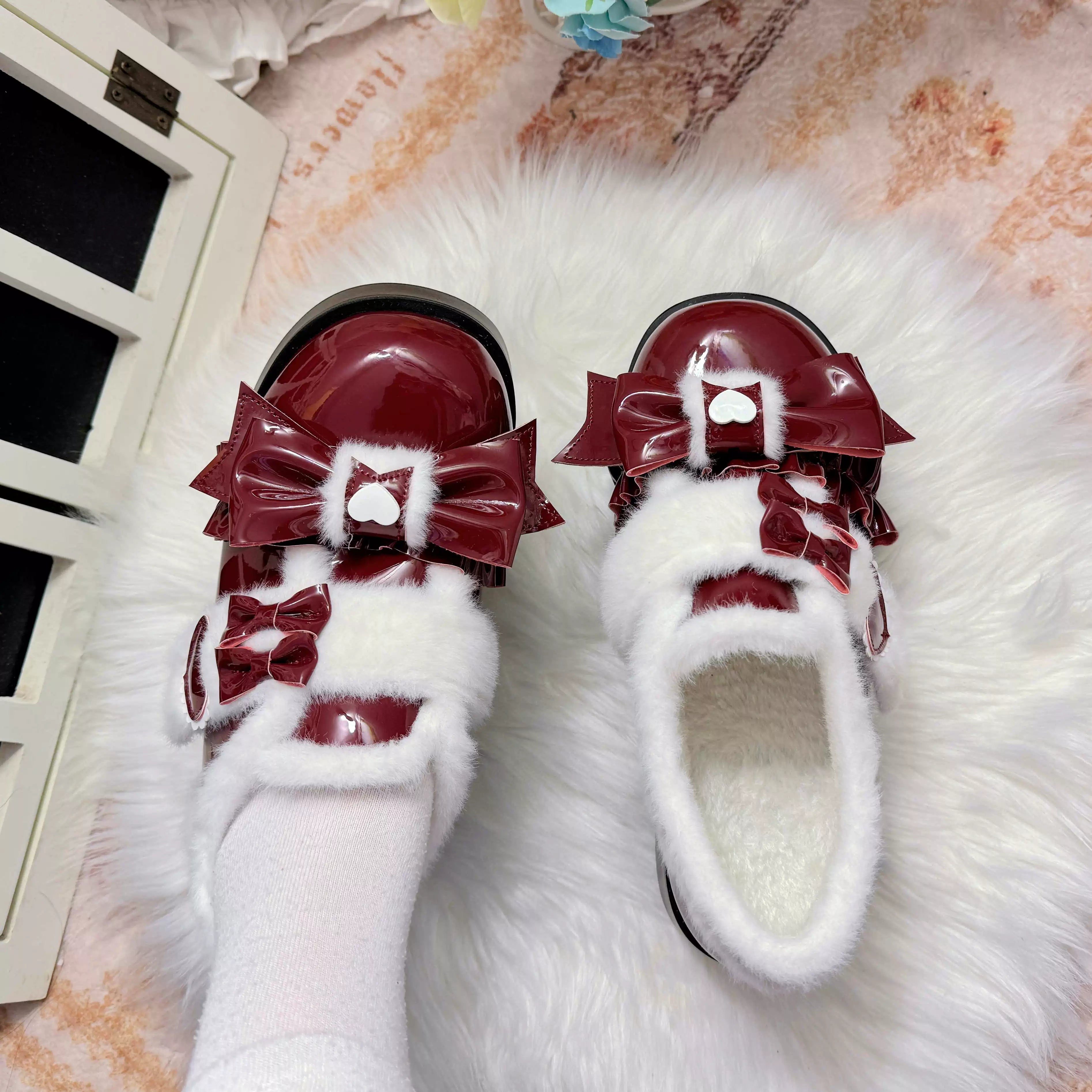 Puyuemeng - Cozy Cake - Winter Warm-lined Sweet Lolita Platform Shoes 44044:793965