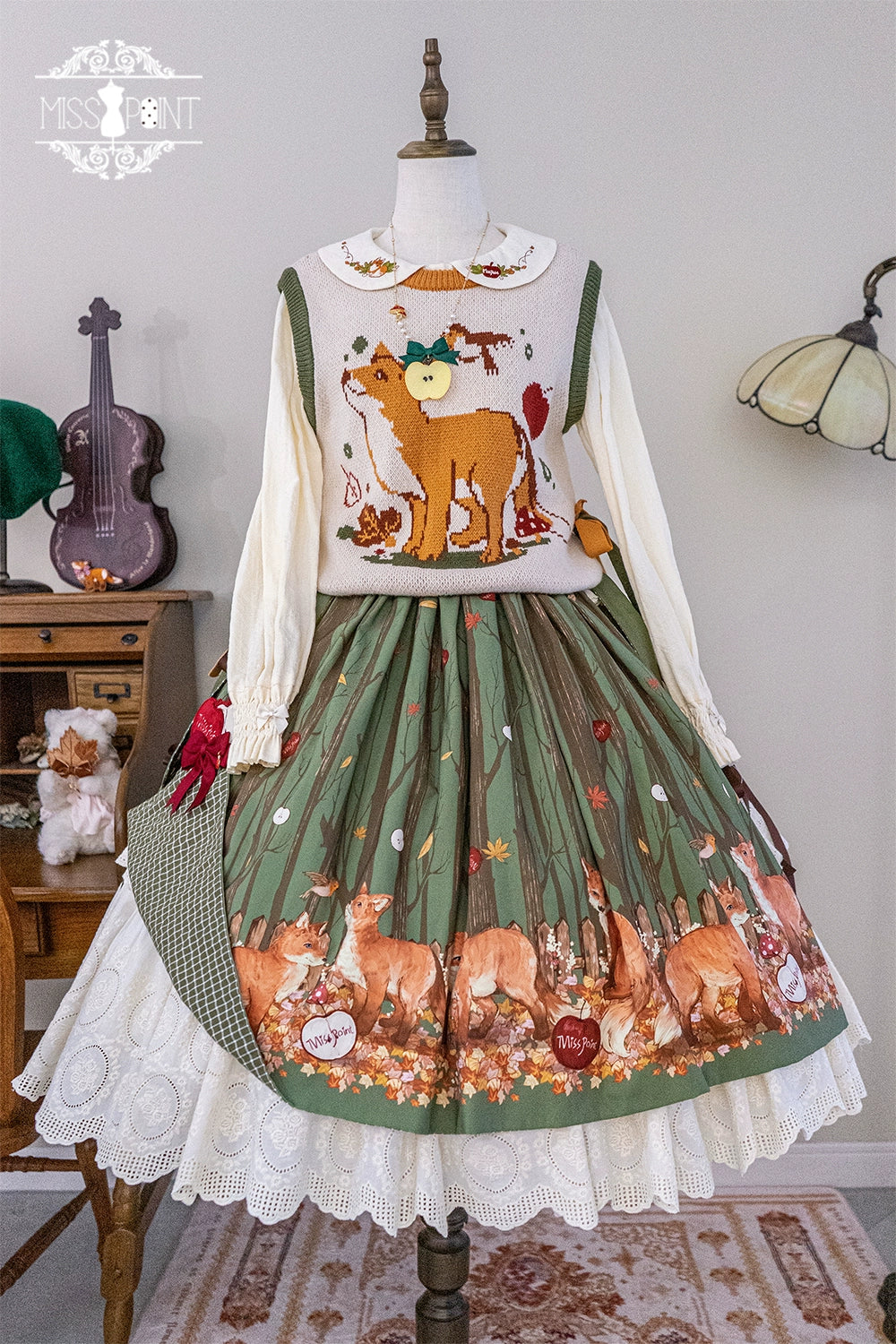 Miss Point~Fat Fox in the Forest~Kawaii Lolita Vest Customized Lolita Sweater 37100:550888