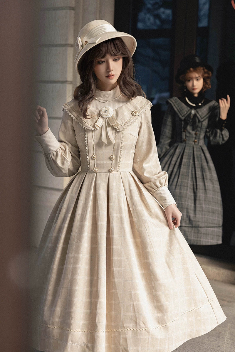 Classic Lolita Plaid Dress Long Sleeved OP