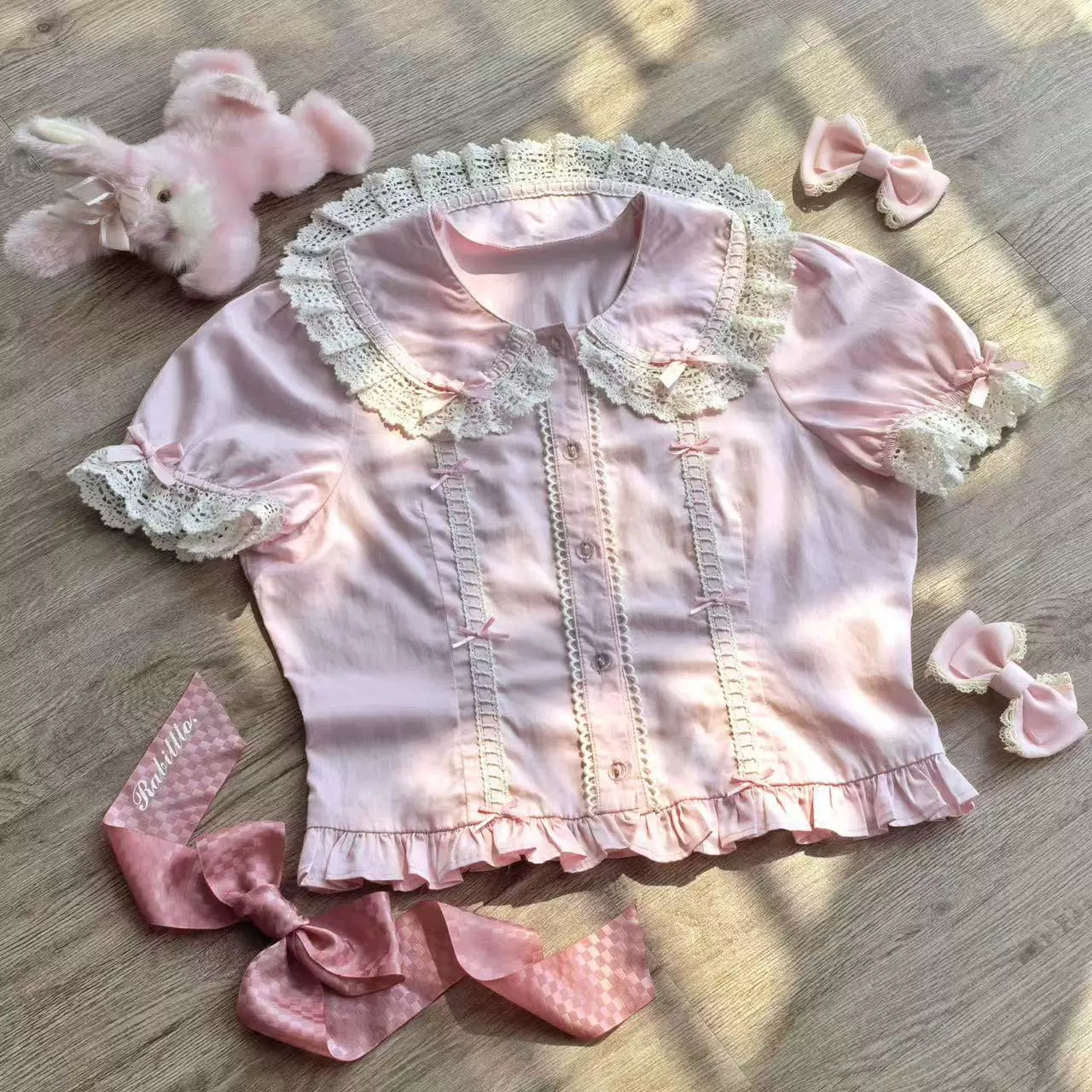 Yarn-Woven Doll Clothing - Old School Lolita Cotton JSK, Peter Pan Collar Blouse