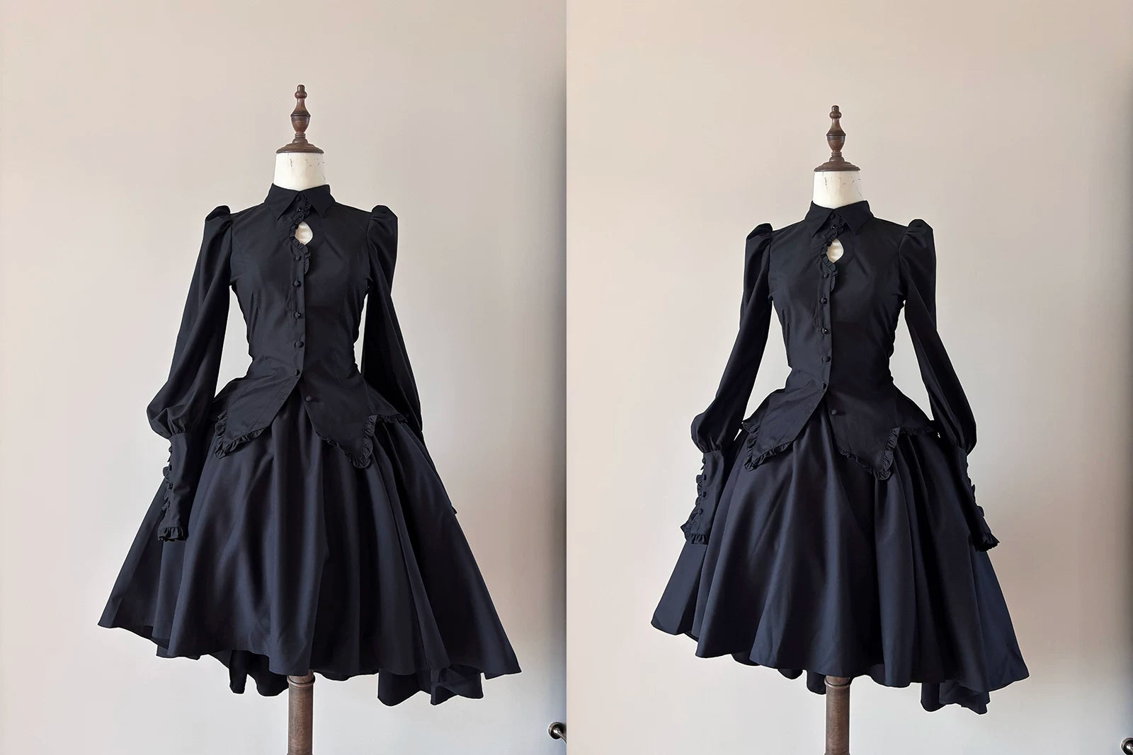 Shadow Hymn - Gothic Lolita Solid Shirt & Skirt, Side Zipper Black - Skirt S