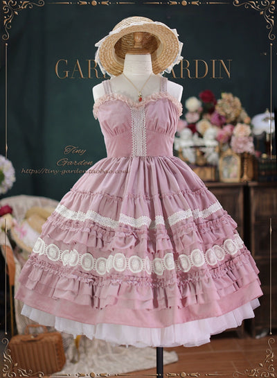 (BFM)Tiny Garden~Elegant Chiffon Lolita Dress Silky Short Dream Bouquet JSK S Skin pink color (pre-order) 
