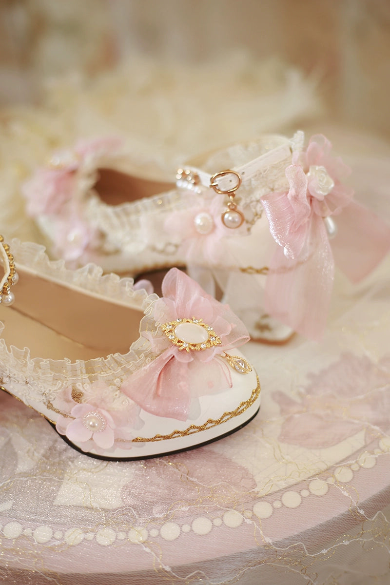 One Night - Gorgerous Bridal Lolita Shoes With 3 Heel Heights