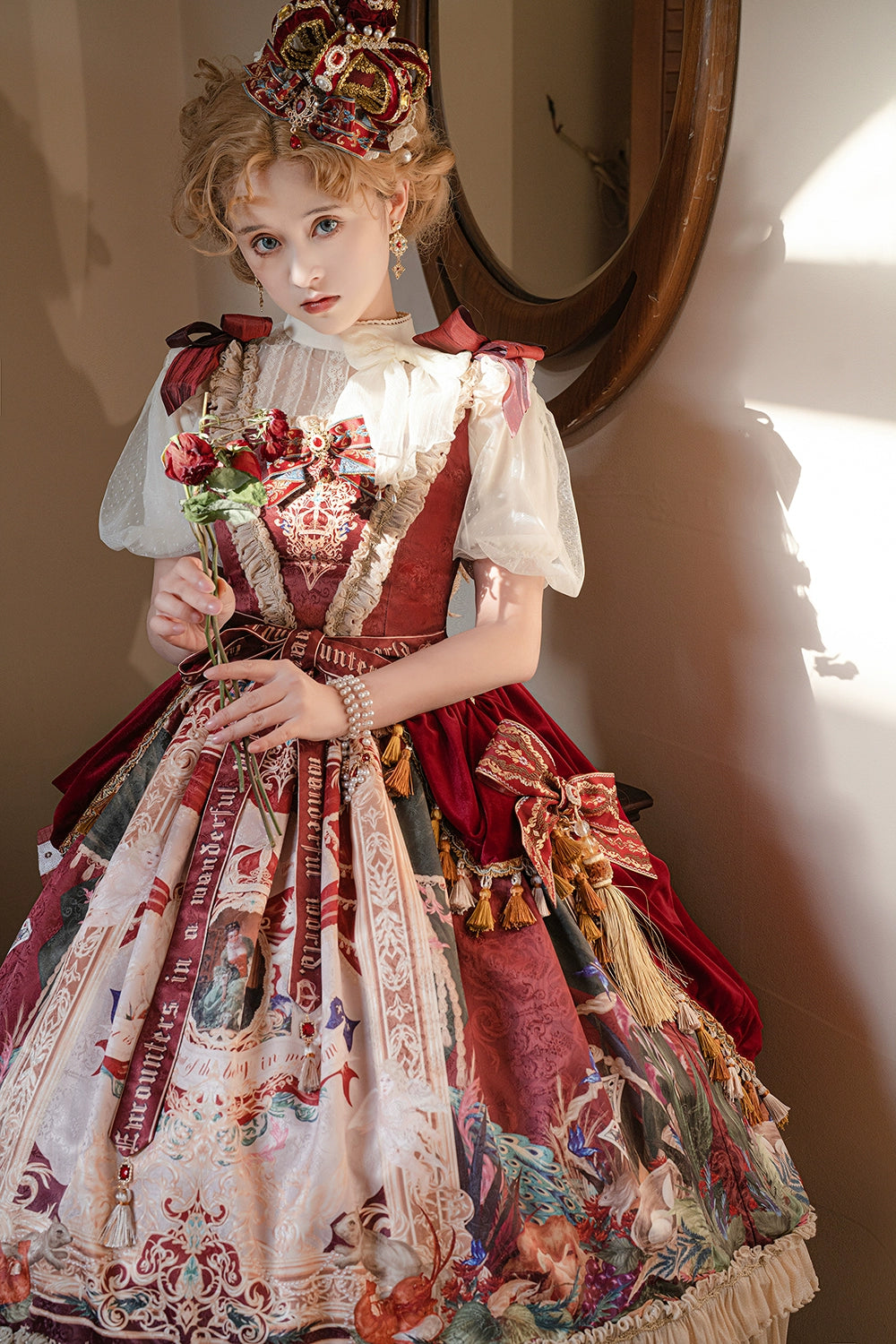 Miss Point~Kaleidoscope~Classical Lolita Shirt Dot Gauze Detachable Puff Sleeve Blouse Customized 35392:488778