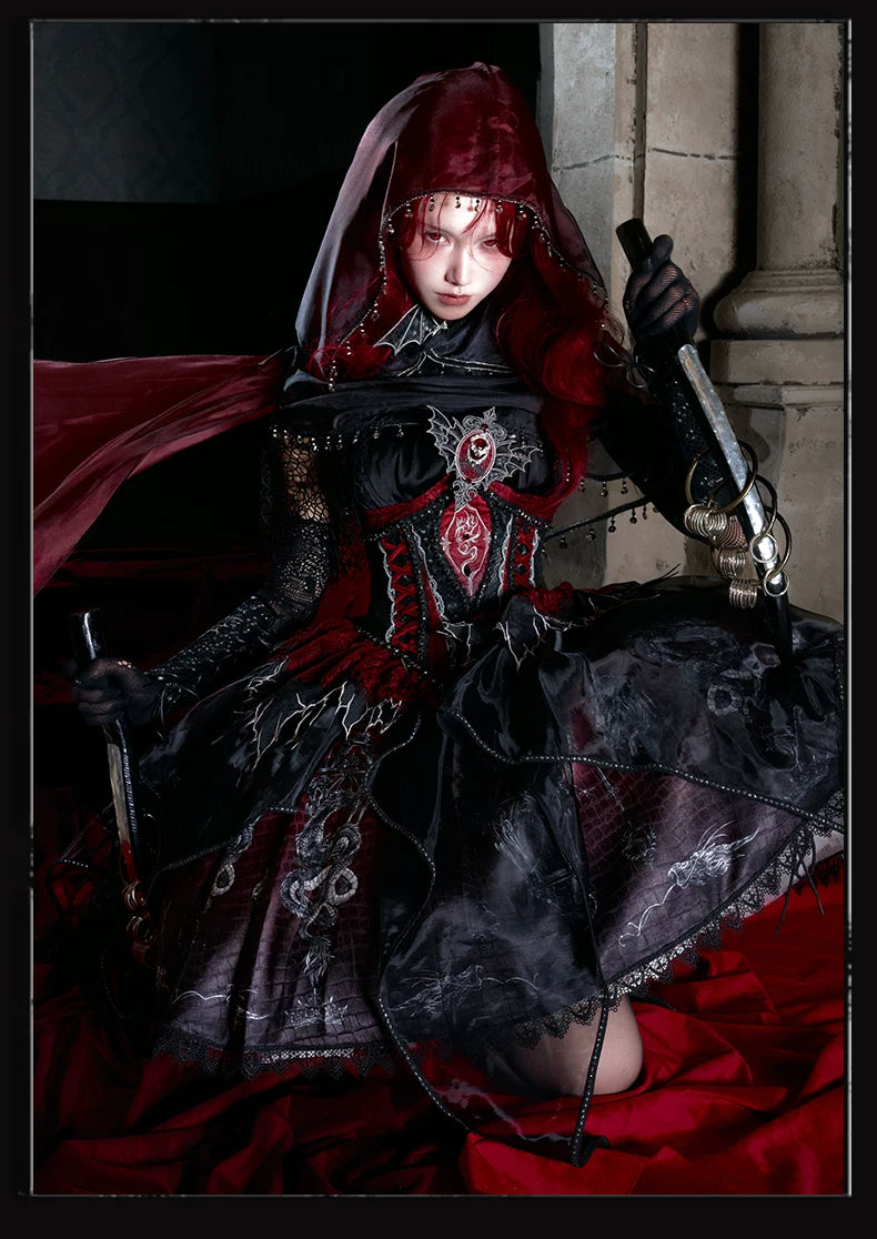 Bone Dragon - Gothic Lolita Corset JSK Dress Set with Embroidery 45654:856910