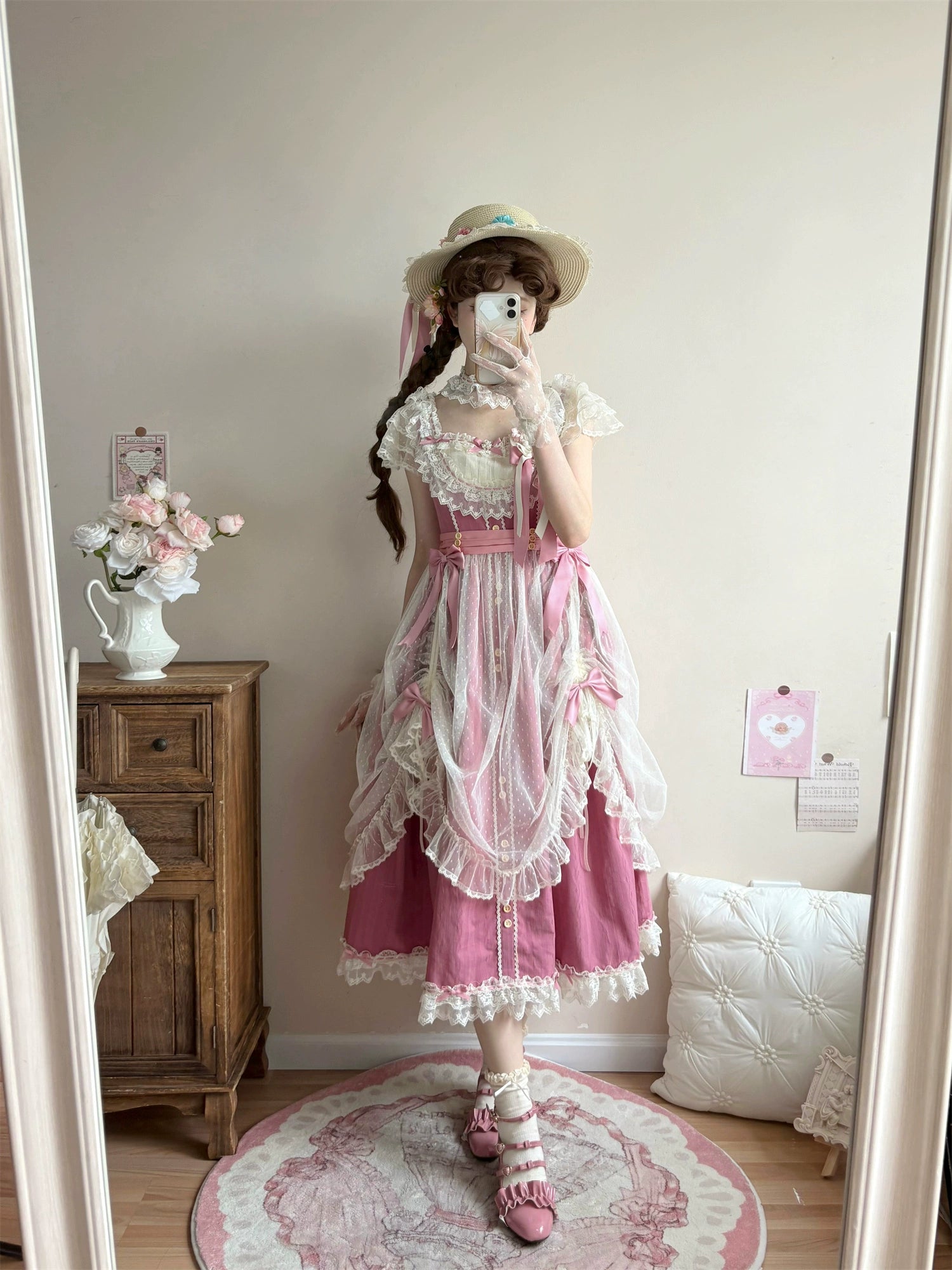 Uncle's Workshop - Fluttering Cherry Spring Strings - Cotton Sweet Lolita JSK Dress 42196:776710