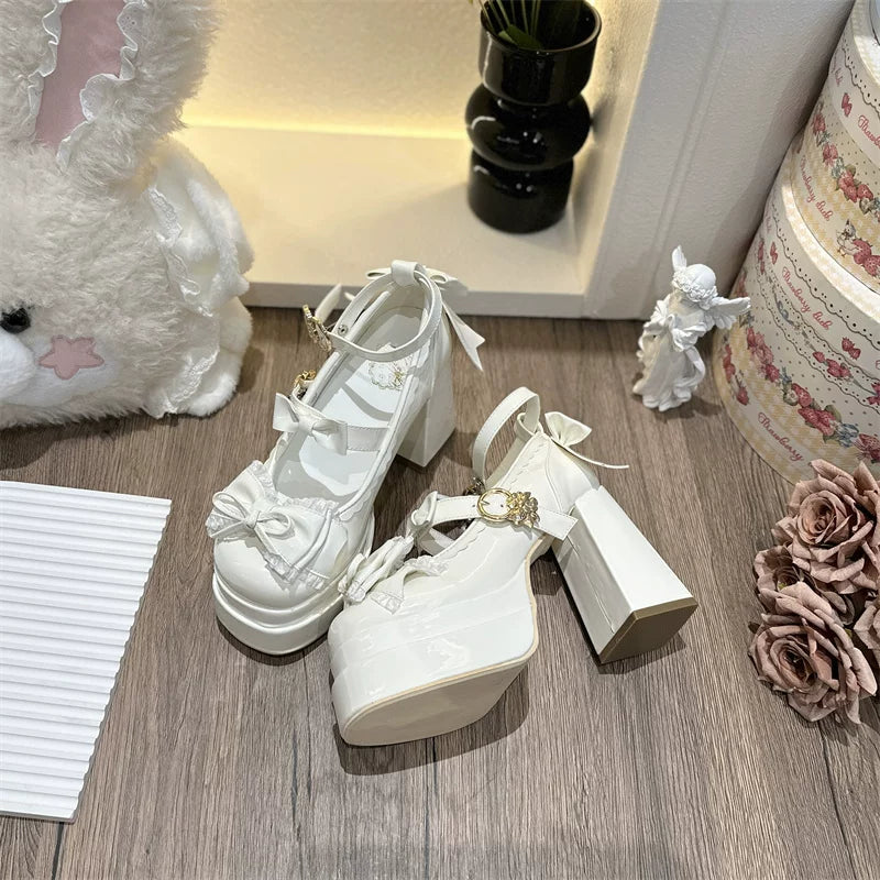 Dreamy Butterfly - Sweet Lolita Round Toe Heel Shoes, Bows & Ruffles 45139:835972