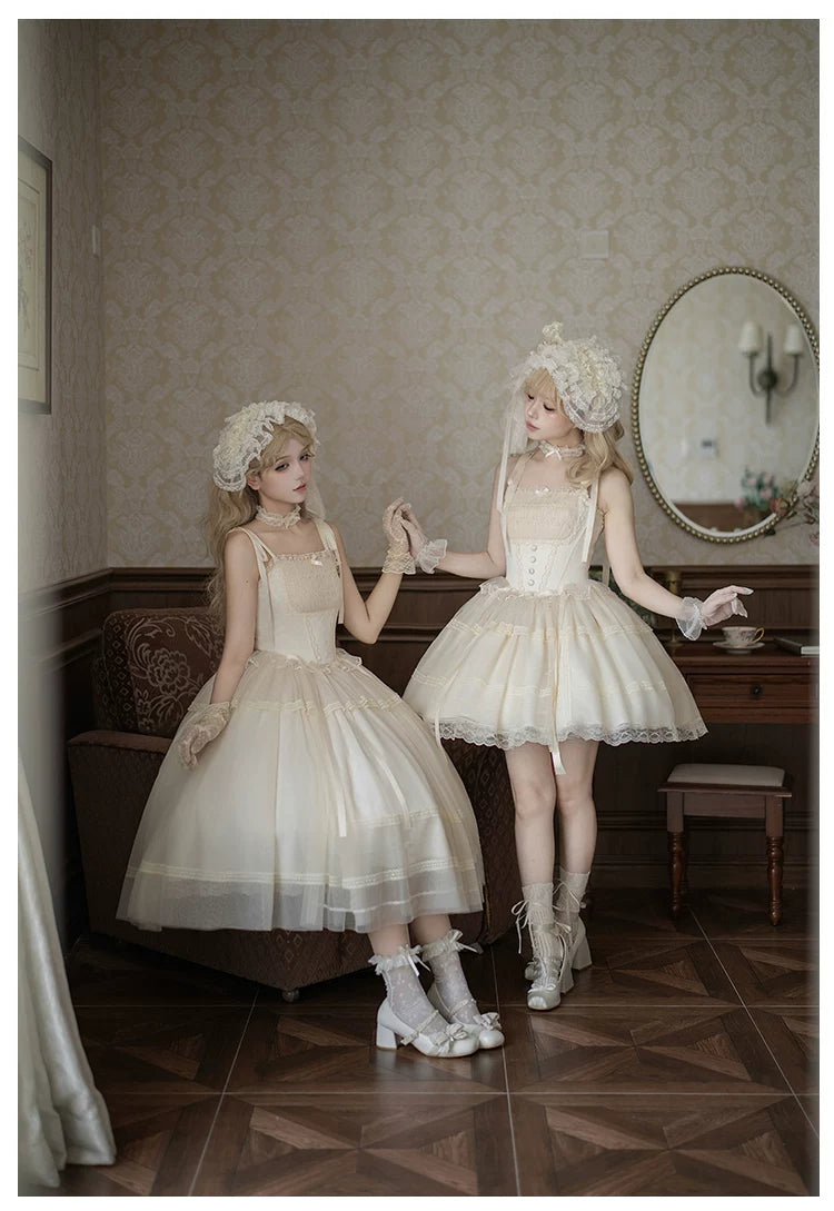 Confession Poem - Classic Lolita Corset JSK Set, Lace & Bows