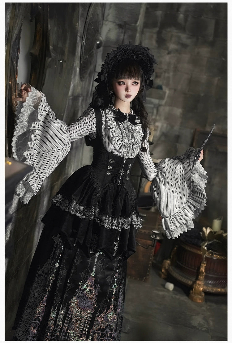 With PUJI - Letter and Poetry · Raven's Night Song - Oriental Aesthetics Gothic Lolita Dress Set 43907:788808