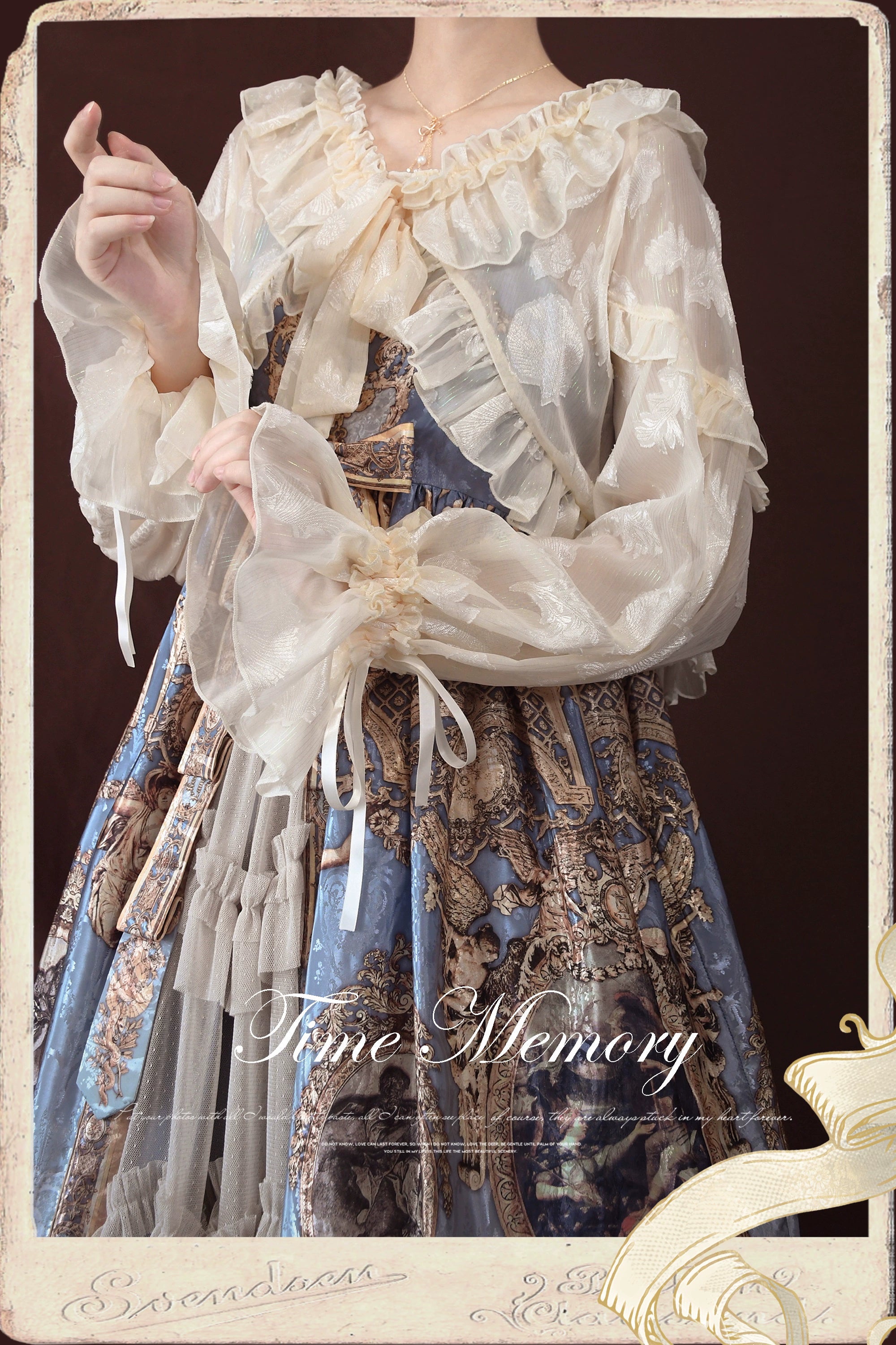 Time Memory~Xianbei~Sweet Lolita Chiffon Lantern Sleeve Cardigan with Bow 34598:463150