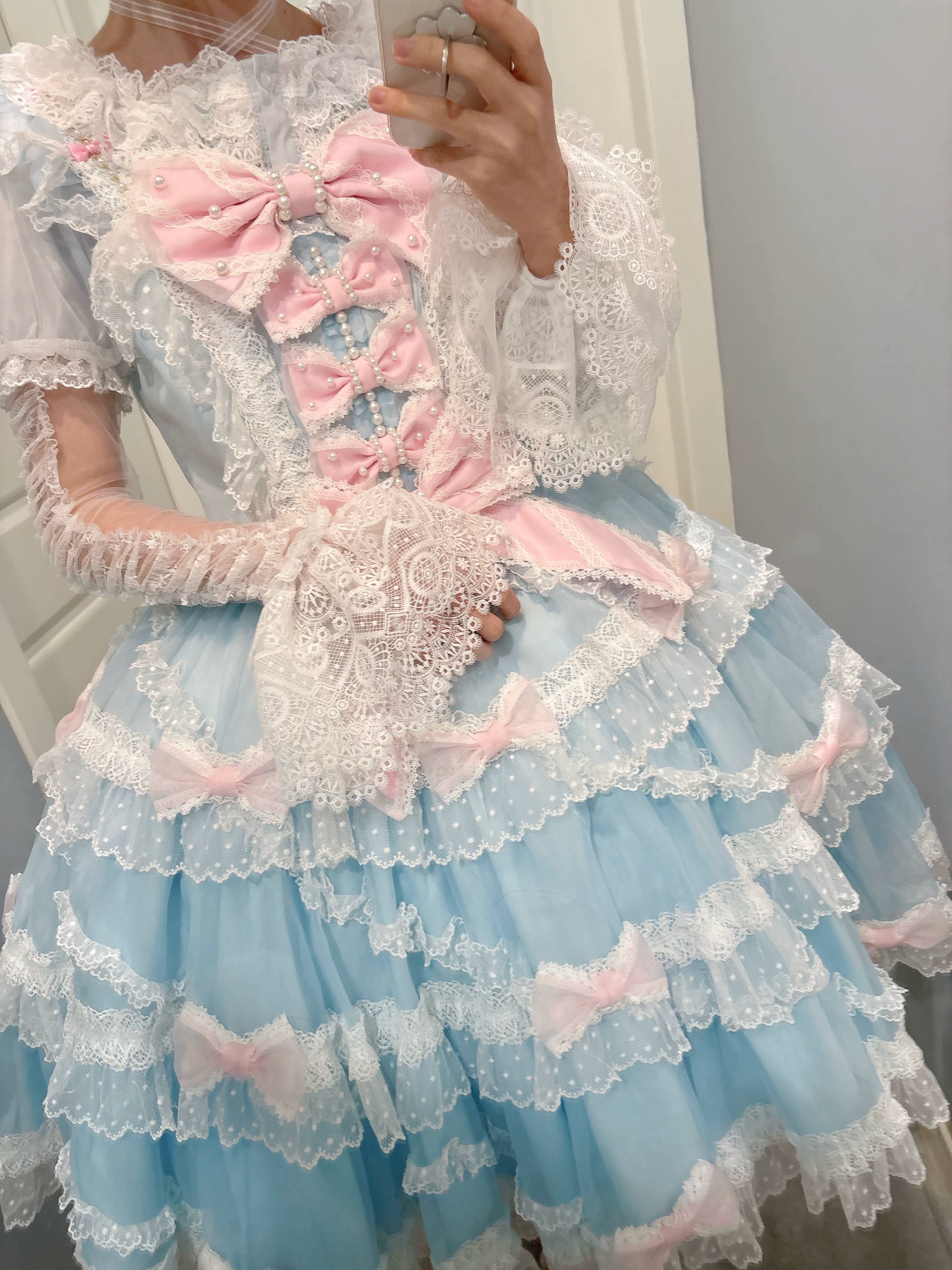 Frosted Starlight - Old School Lolita Blouse, Detachable Sheer Sleeves 44613:814451