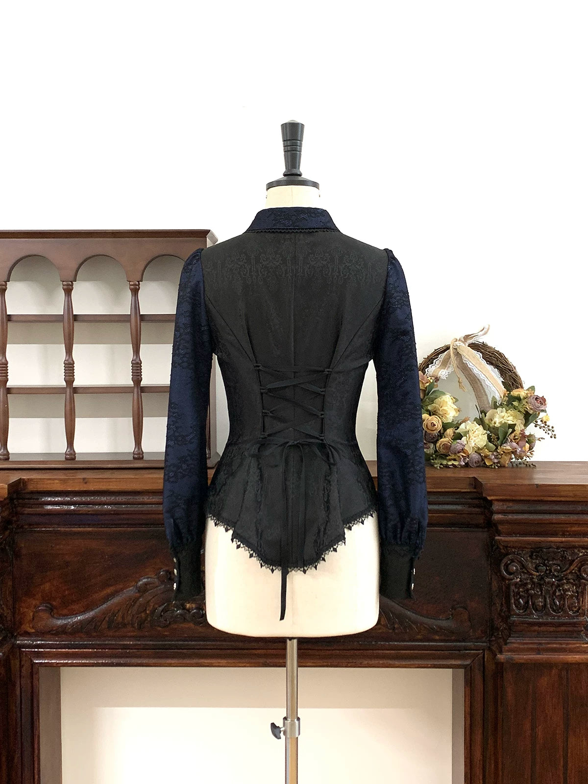 Chill Rice - Jacquard Long Sleeve Ouji Lolita Blouse, Tail Accent