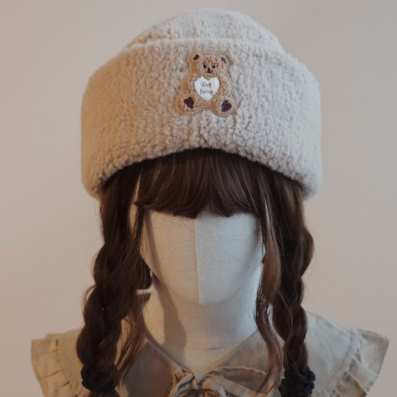 Besozealous - Winter Lolita Hat Bear Ears Hooded Hat M (56-58cm) Khaki Landlord Hat