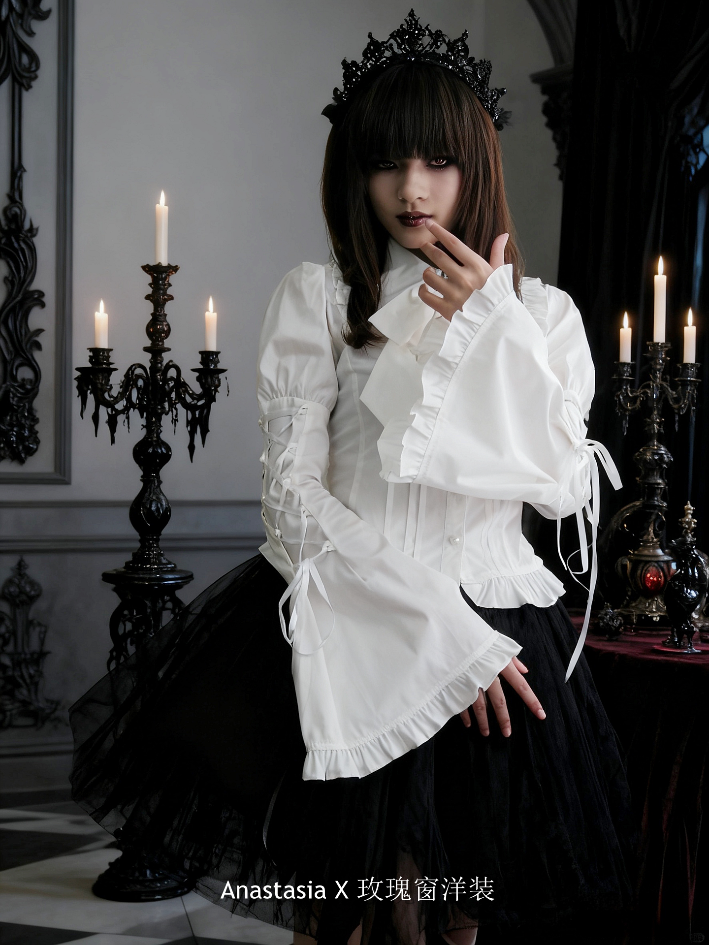 Night Prayer - Gothic Lolita Cotton Blouse, Hime Sleeve