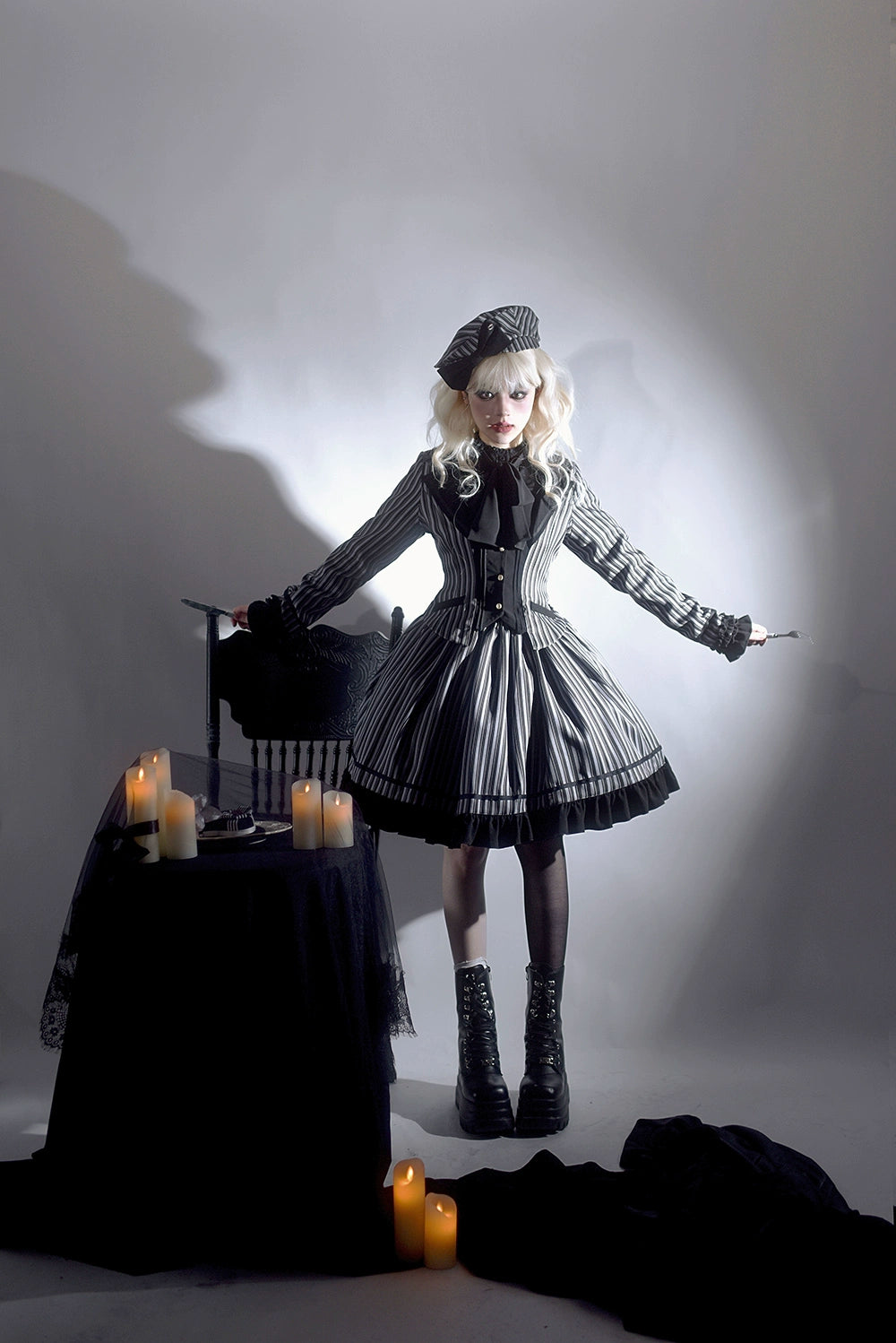 Miss Point - Classical Chocolate - Classic Lolita Jacket Elegant Striped Short Outwear 40812:676486