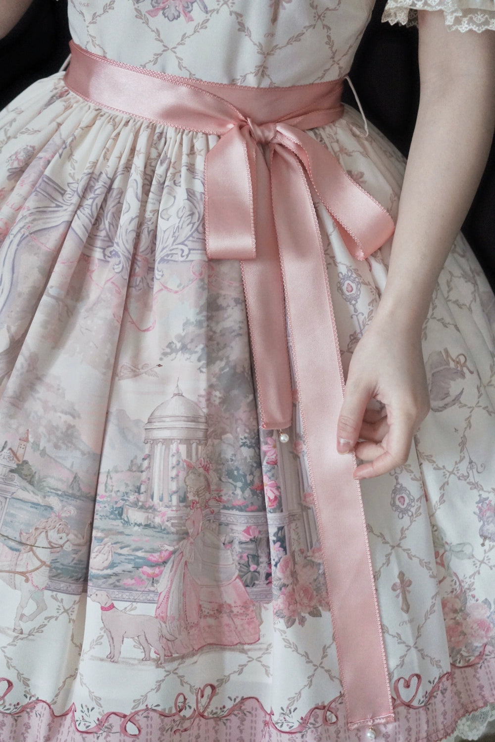Moon River - Swan Lake Mirror - Pink Sweet Lolita Print JSK Dress 43705:783409