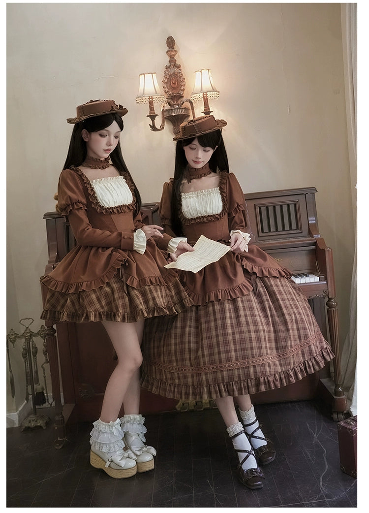 With PUJI - Oak Hymn - Classic Lolita Plaid OP Suit, Side Zipper 43924:791243