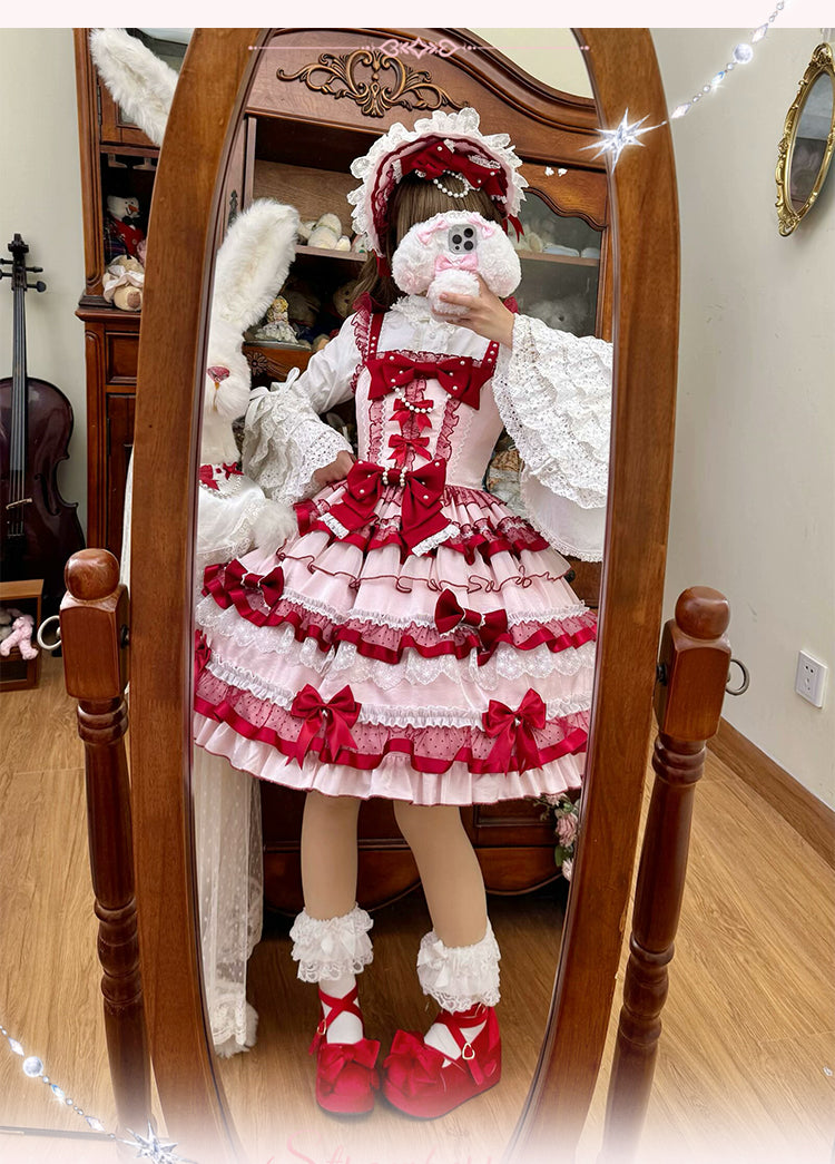 Sakurahime - Ribbon Strawberry - Sweet Lolita JSK and BNT with Old School Lolita Style