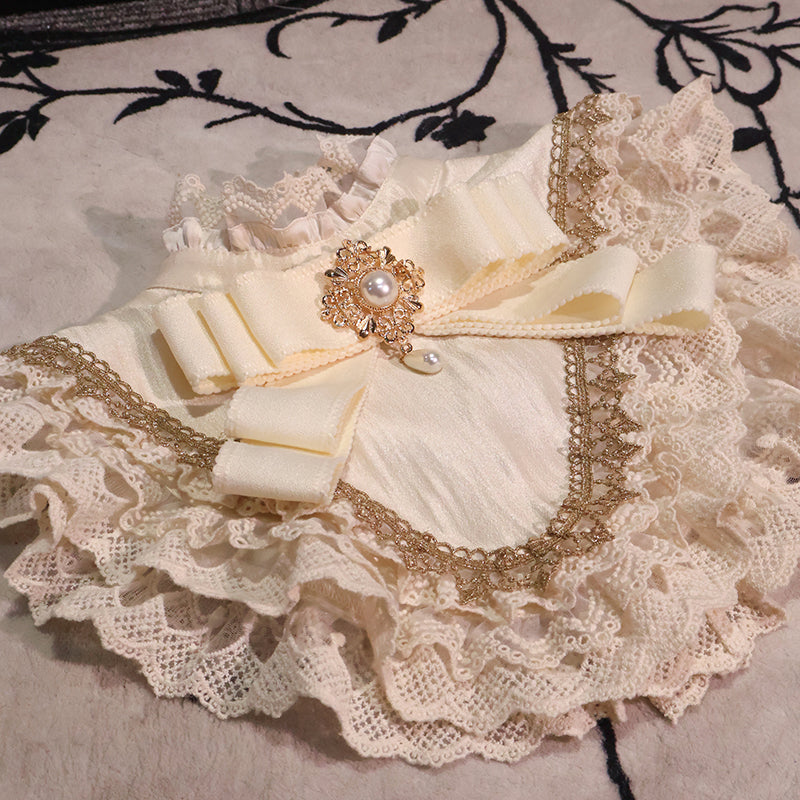 LizBird - Reincarnation of Time - Elegant Lolita OP Set with Waist-Cinching and A-Line Styles Lace Trimmed Fake Collar Only
