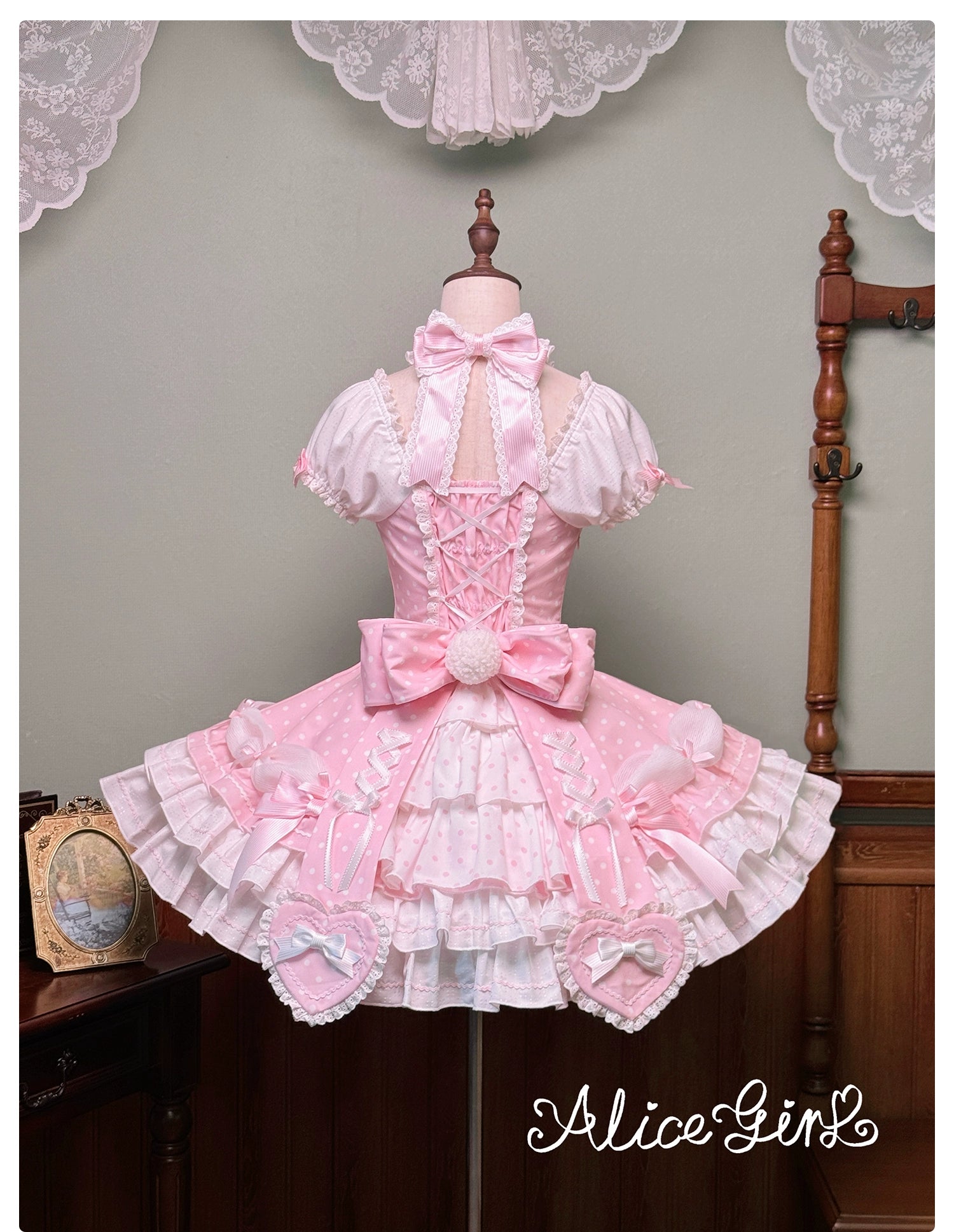 Alice Girl - Old School Polka Dots - Halter Neck Sweet Lolita OP Dress 43701:783546