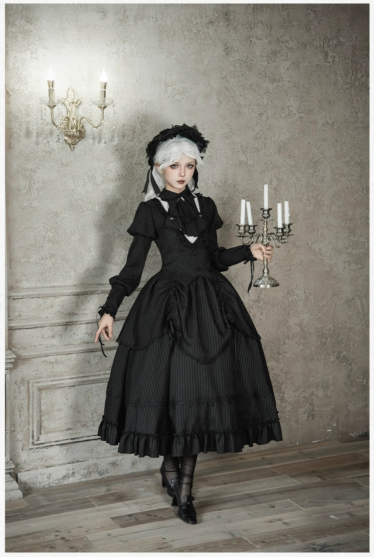 With PUJI - Night Talk - Gothic Lolita Skirt Dress Set, Batwing-shaped Accents 44188:797666