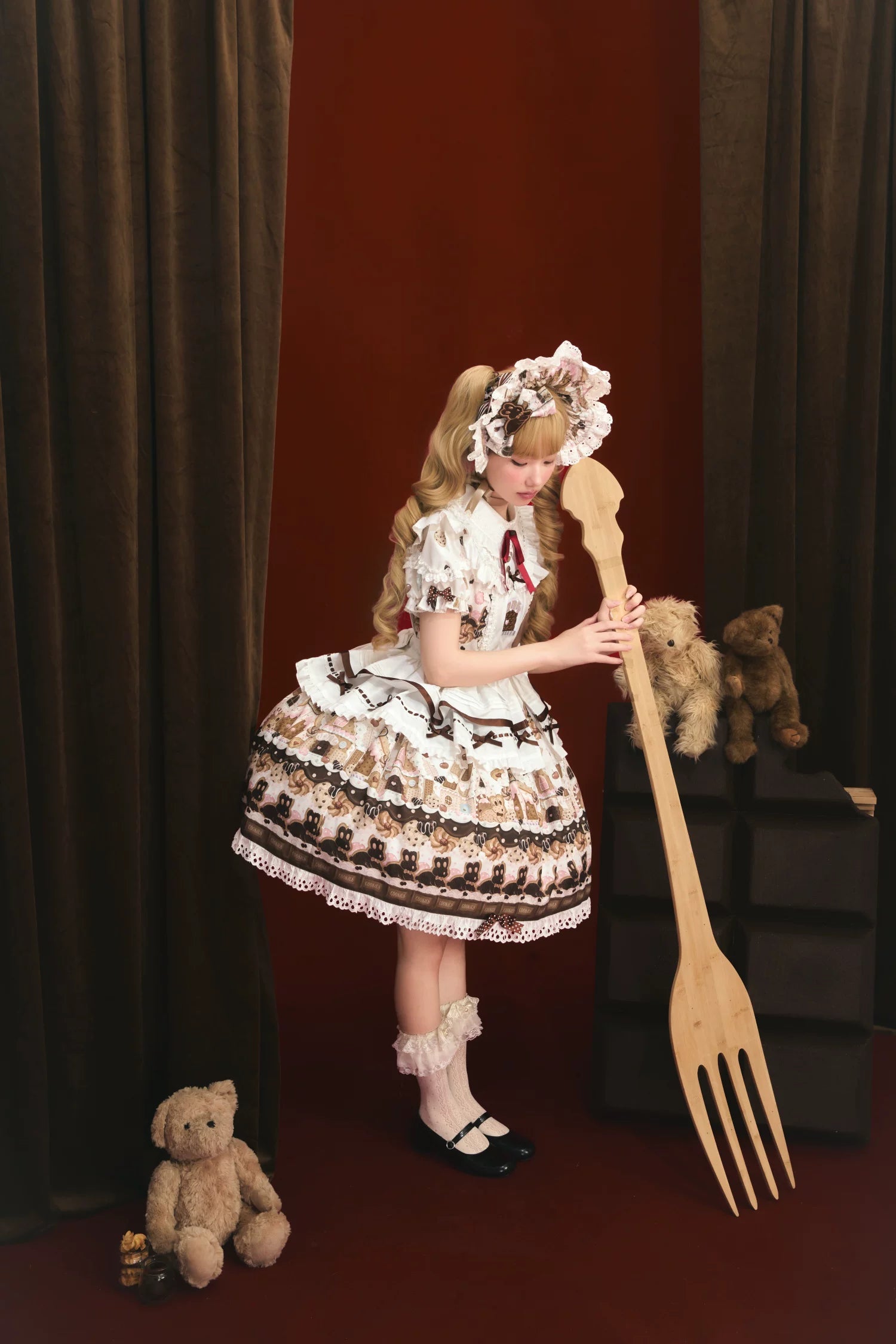 Bunny Gingerbread House - Kawaii Lolita Printed OP Dress with Bows
